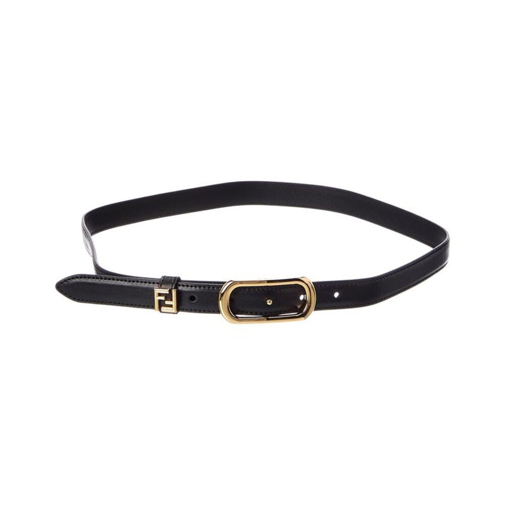 Fendi Ff Leather Belt, Black